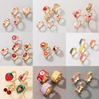 Tocona красочные капающие масла Тай Чи бабочка золотые кольца наборы для женщин Милое сердце цветы фрукты геометрическое свадебное кольцо ювелирные изделия