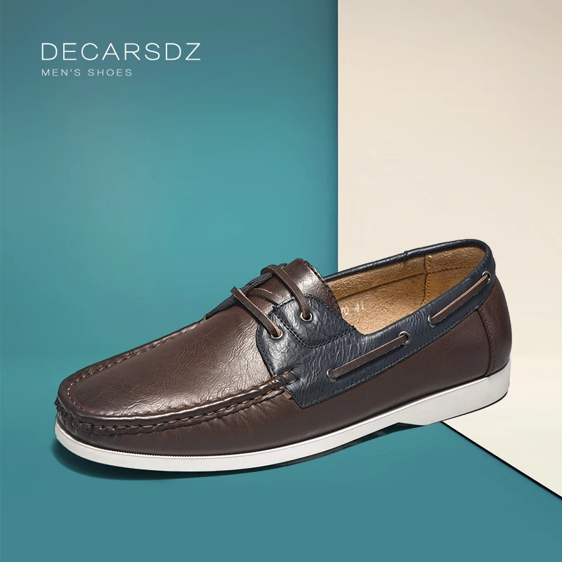 DECARSDZ Men Loafers Shoes 2022 New Fashion Classic Retro Casual Comfy Slip-on High Quality Leather Man Boat | Обувь