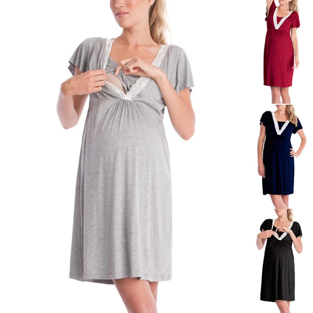 

Fashion Maternity Dress Pregnancy Dresses Summer Mom Clothes Pregnant Women Loose Breastfeeding Casual Clothing Length Dress