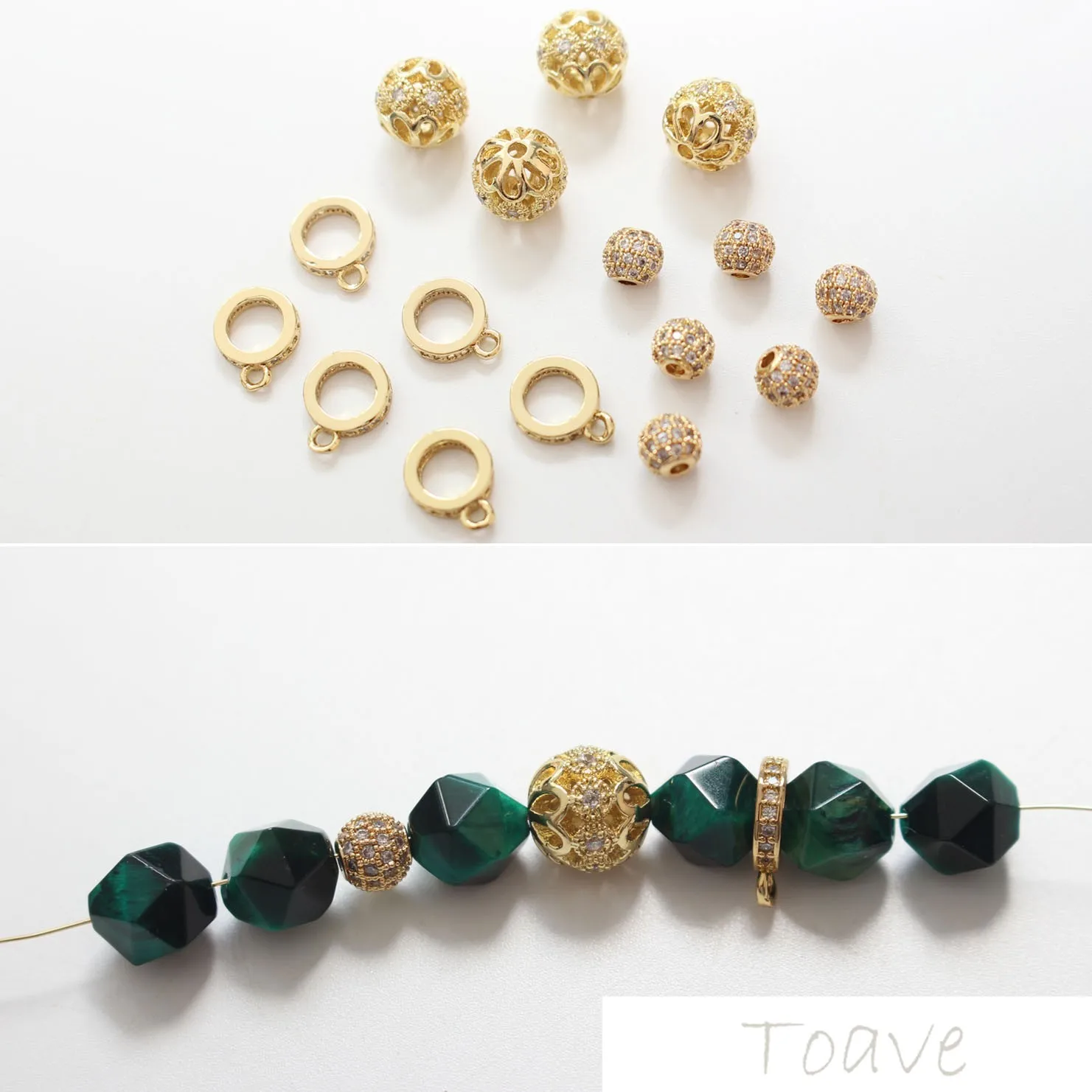 Copper 18K true gold bracelet necklace set zircon beaded diy material accessories | Украшения и аксессуары
