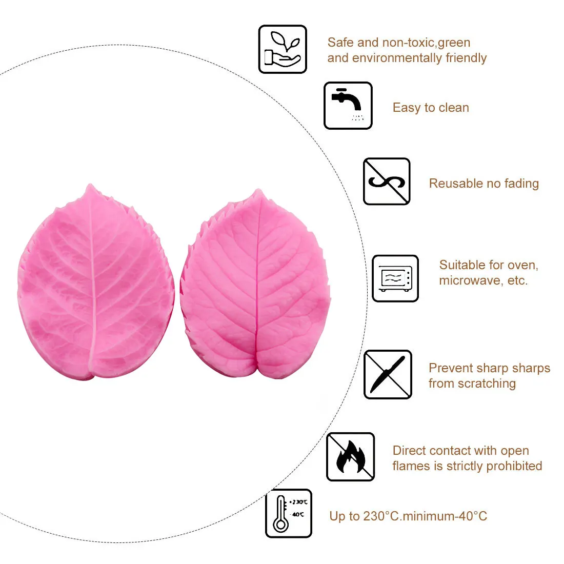 

Flower Petal Silicone Mold Fondant Mould Cake Decorating Tools 2pcs/set Leaf Press Mold Leaf ShapedSoap Mould Cake Stencils