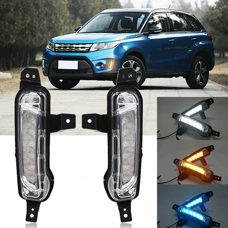 

Car Daytime Running Light DRL LED Turning Yellow Signal Relay Waterproof 12V Fog Lamp for Suzuki Vitara 2015-2018