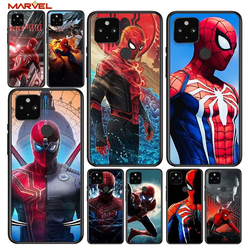 

Marvel Spiderman hero Shockproof Cover for Google Pixel 5 5A 4 4A XL 5G Black Phone Case Shell Soft Fundas Coque Capa