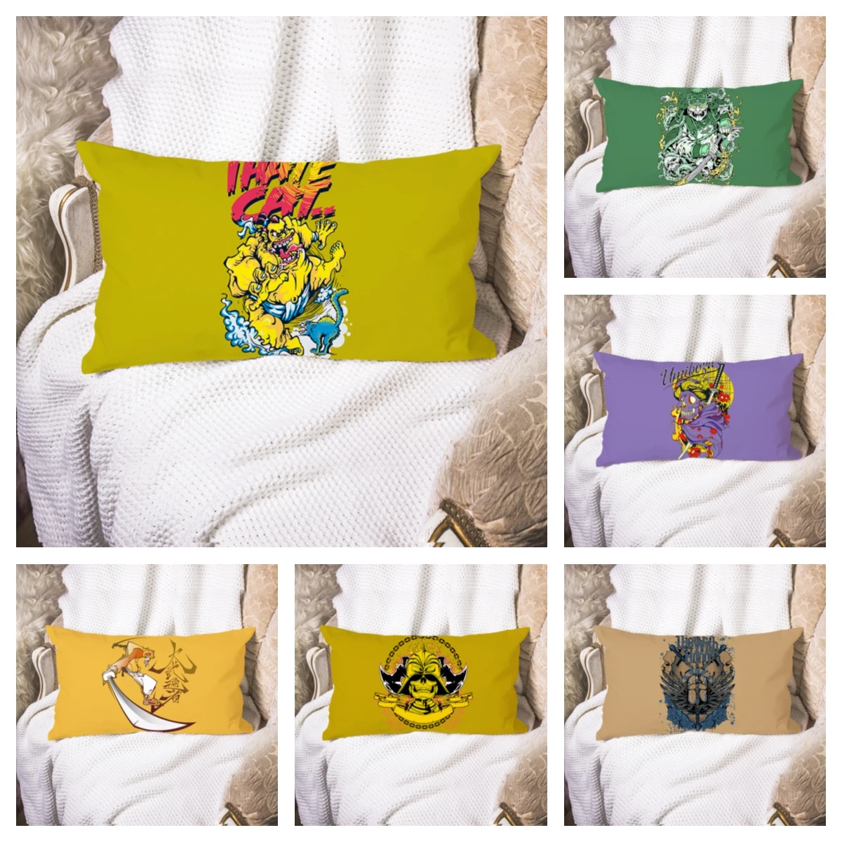 

Japanese samurai cartoon character animation Japanese living room pillow cover office cushion cover car pillow cover