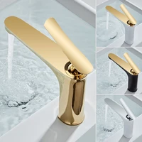 gold bathroom basin faucets solid brass sink mixer hot cold single handle deck mounted lavatory crane water taps blackchrome