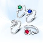 GEM'S BALLET 925 пробы Серебряное Открытое кольцо ювелирные изделия 1.0Ct 6,5 мм Moissanite Сапфир Рубин Изумруд Регулируемый размер кольцо с камнем для женщин