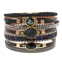 women bracelets fashion magnetic clasp leather bracelets for women mens charm bracelet couples gifts fashion jewelry