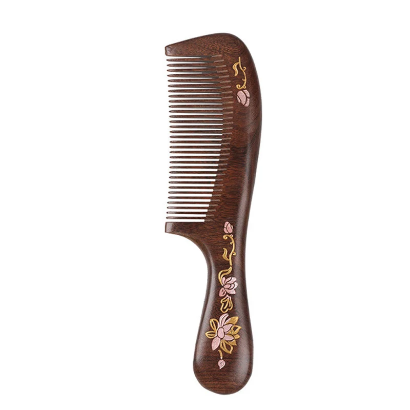 

Wooden Comb Natural Handmade Fine Tooth Comb Handicraft Hair Styling Color Painted Sandalwood Comb Anti-Static Hair Comb