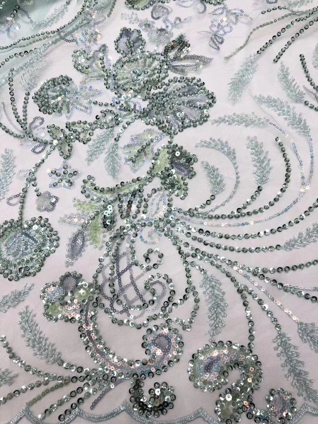 

Nigerian Sequins Lace Fabric 2020 New Luxury African Lace Fabric Embroidery Mesh Tulle French Lace Materials For Women KR20235
