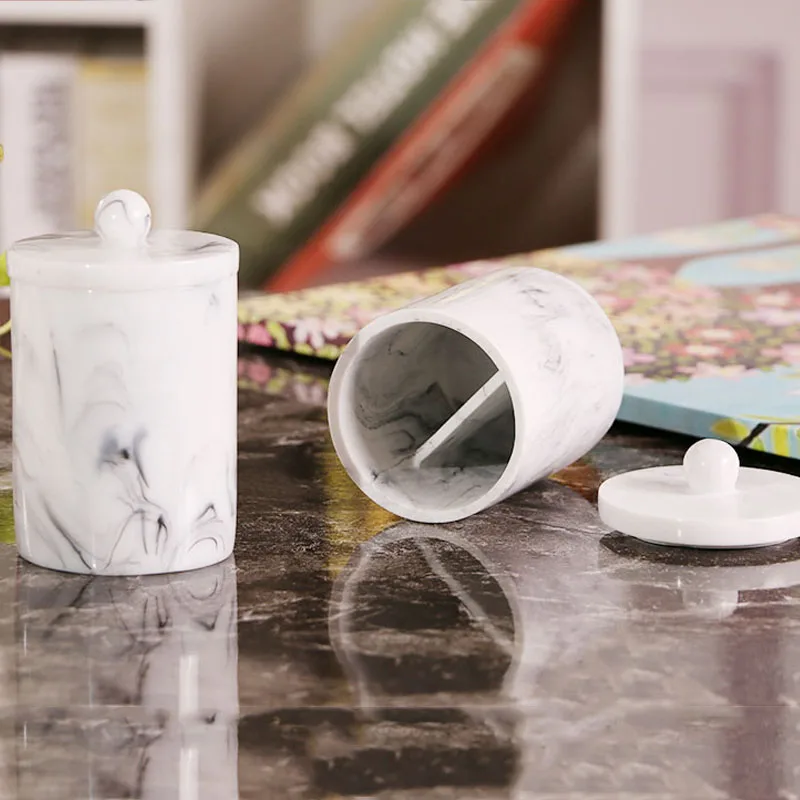 JINSERTA коробка для хранения Из Мраморной смолы 2 жилы органайзер ватных палочек