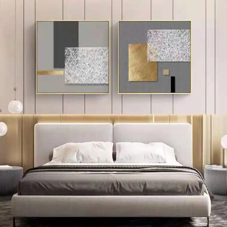 Современная картина для украшения ресторана роспись отеля серо-Золотой