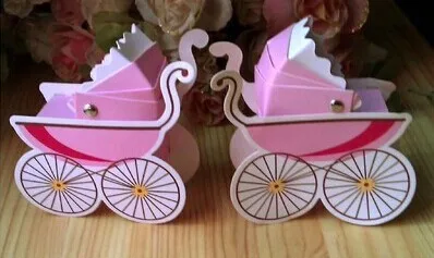 

Party and wedding favor --Baby shower--baby stroller favor candy box in yellow pink and blue color