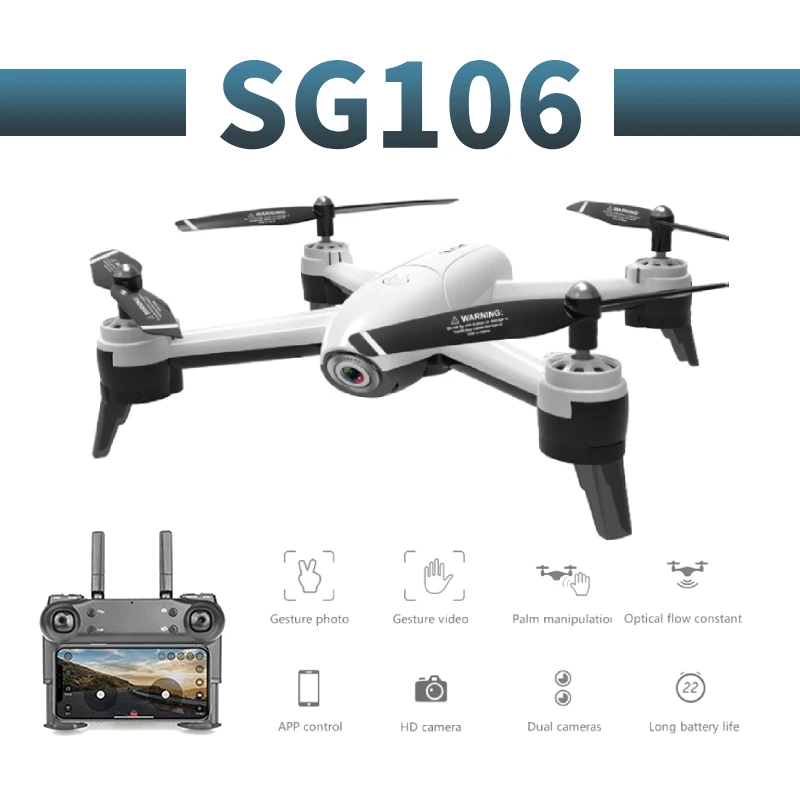 Фото Профессиональный Дрон с камерой SG106 720p/1080p/4K HD Wi-Fi FPV щеткой мотором пропеллером Профессиональный Дрон с камерой SG106 720p/1080p/4K HD Wi-Fi FPV щеткой мотором пропеллером