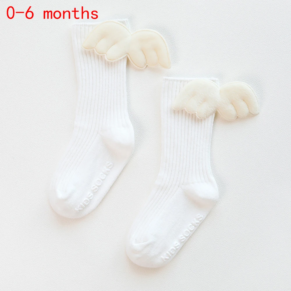 01 Newborn Baby Kids Socks Cute Wings Toddlers Girls Knee High Long Breathable Comfortable Soft Cotton Baby Socks - Color: 01