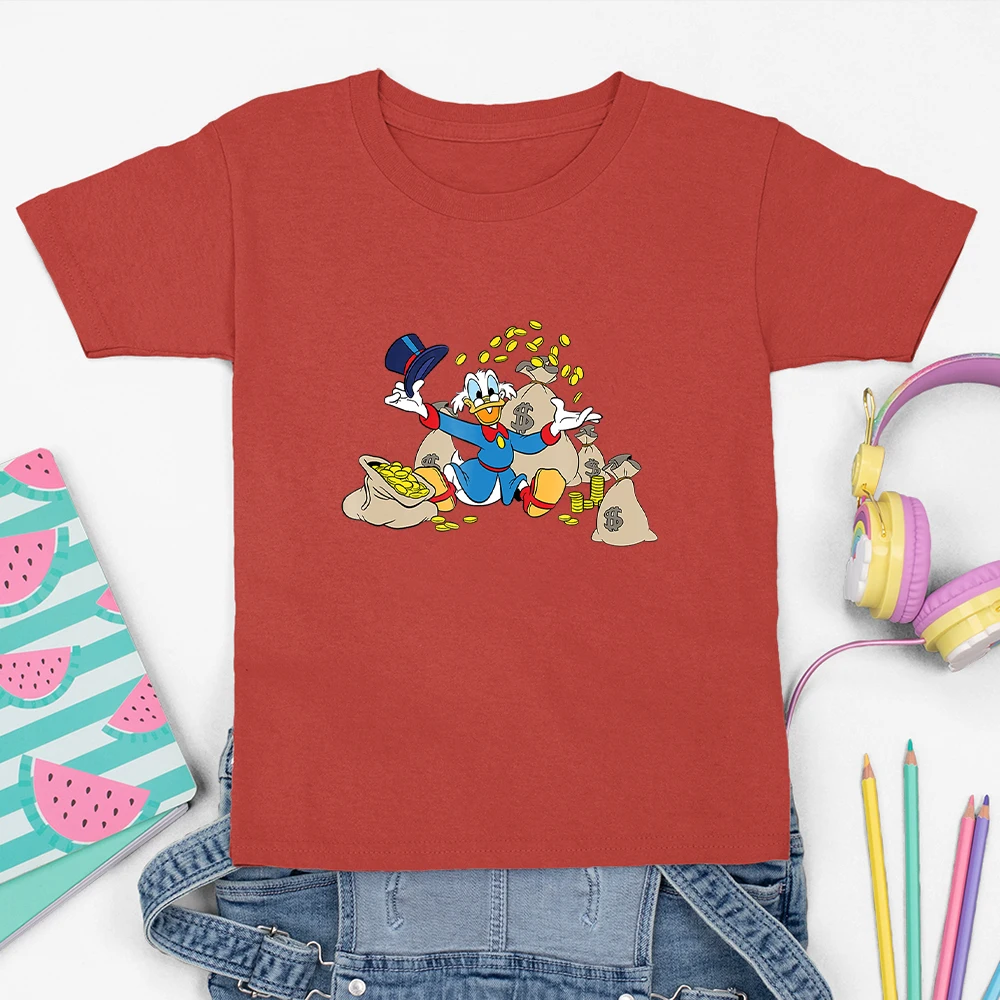 Scrooge-camisetas de Disney para ni&ntilde;os, ropa con estampado de McDuck, moda de verano al aire libre, Unisex, cuello redondo-4