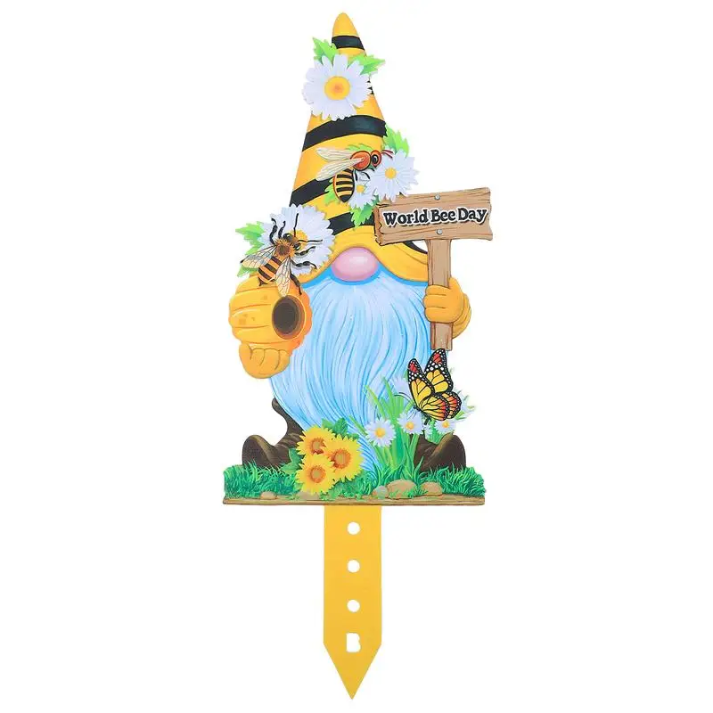 

Easter Yard Gnome Sign Decoration for Easter Party Spring Festival Bee Party