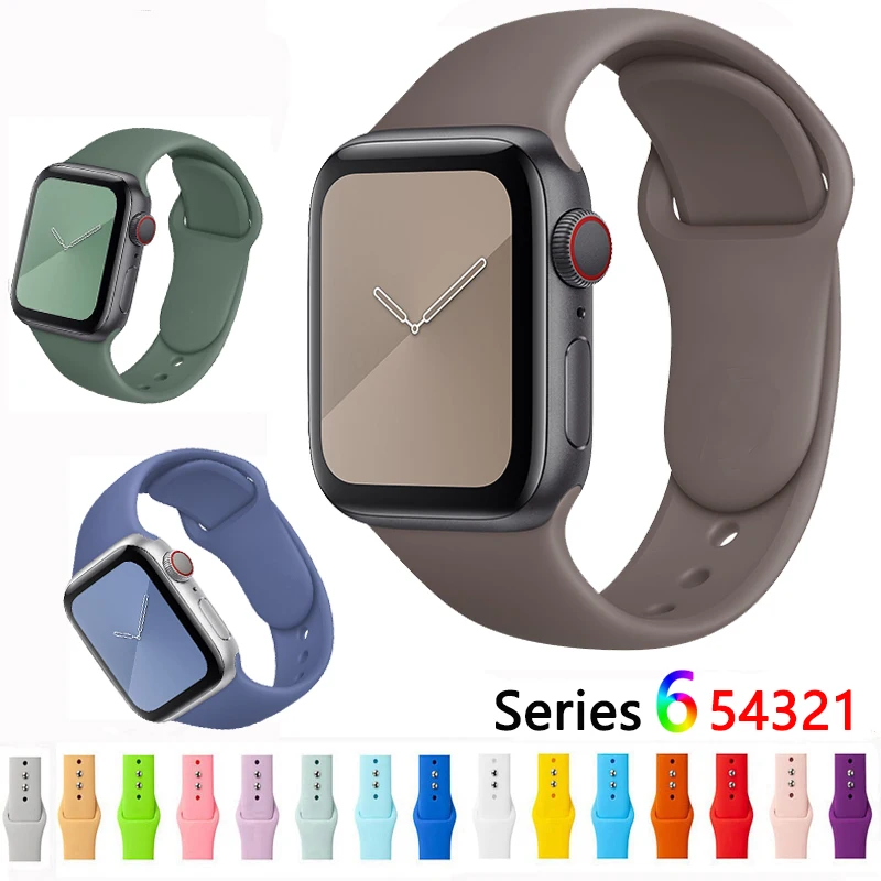 

Ремешок силиконовый для apple watch band 44 мм 40 мм 38 мм 42 мм 44 мм, резиновый браслет для iWatch Series 5 4 3 se 6