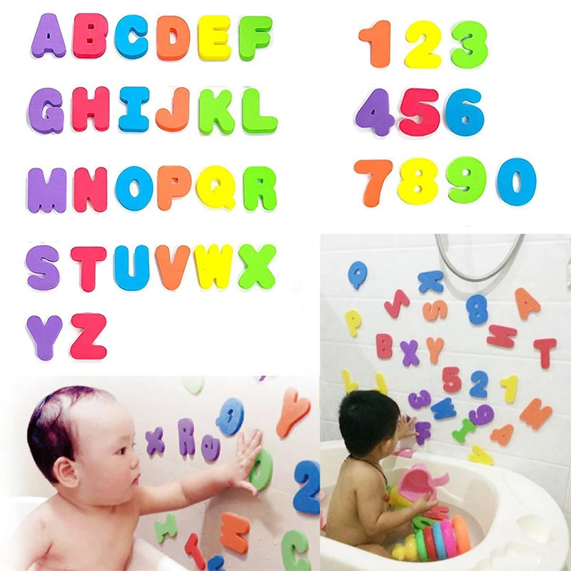 

Children Alphanumeric Letter Puzzle Bath Toys Kids Early Education Water Toys Soft EVA Suction Up Bathing Toy