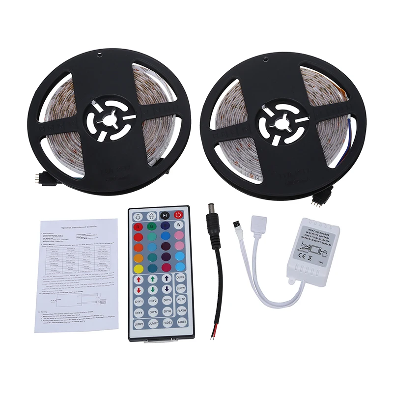 Водонепроницаемый 2x5 м 10 3528 SMD 600 светодиодный светильник RGB гибкая лента + 44 цвета