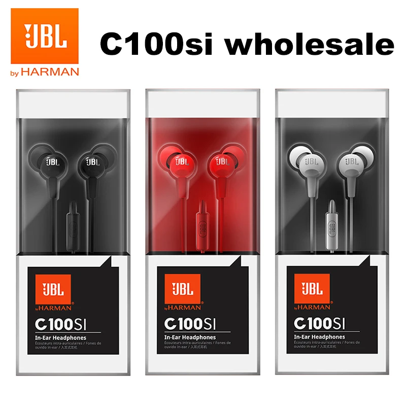 20 шт. JBL C100Si Оригинальный 3 5 мм проводные стерео наушники глубокий бас гитара