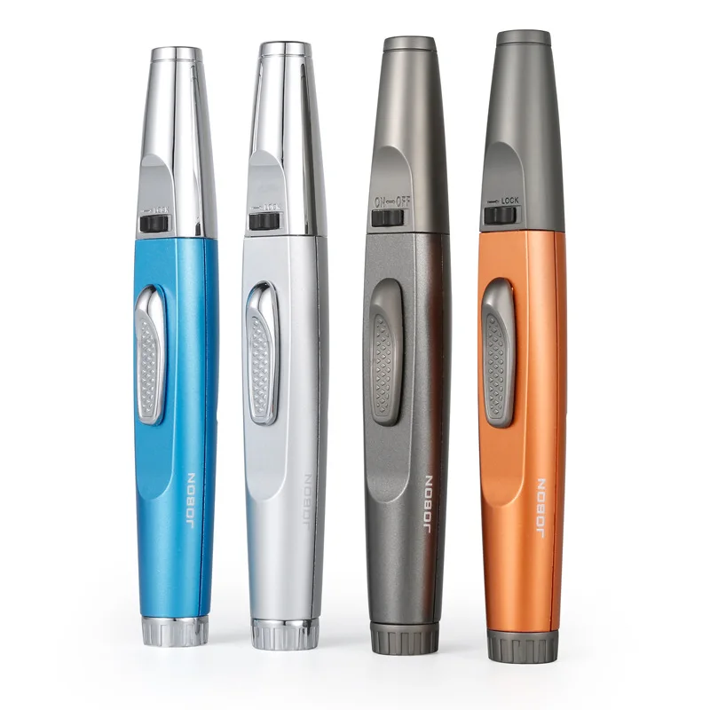 jobon kitchen outdoor barbecue pen lighter blue flame windproof personality straight gas cigar lighters mens gadget free global shipping