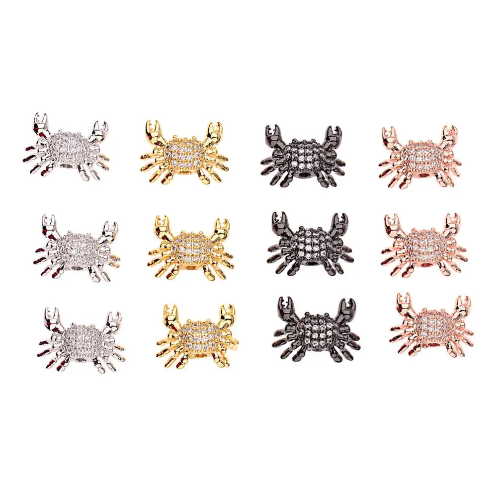 

2020 Creative Little Crab Bead Pendant Inlaid Zircon Beads Fashion Trendy Woman Man DIY Jewelry Bracelet Gift
