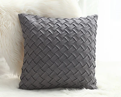Grey Однотонный розовый серый чехол для подушки из мягкой искусственной замши, декоративная наволочка для подушки, тканый узор 45x45 см/30x50 см - Цвет: Grey