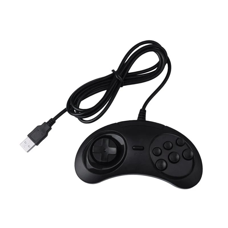 

Геймпад проводной, 6 клавиш, Usb, джойстик для Sega Genesis / Md Pc / 2 Y1301 / Mac Mega Drive, черный пластик