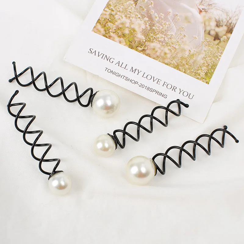 Заколки для волос женщин и девочек жемчужные Спиральные заколки аксессуары