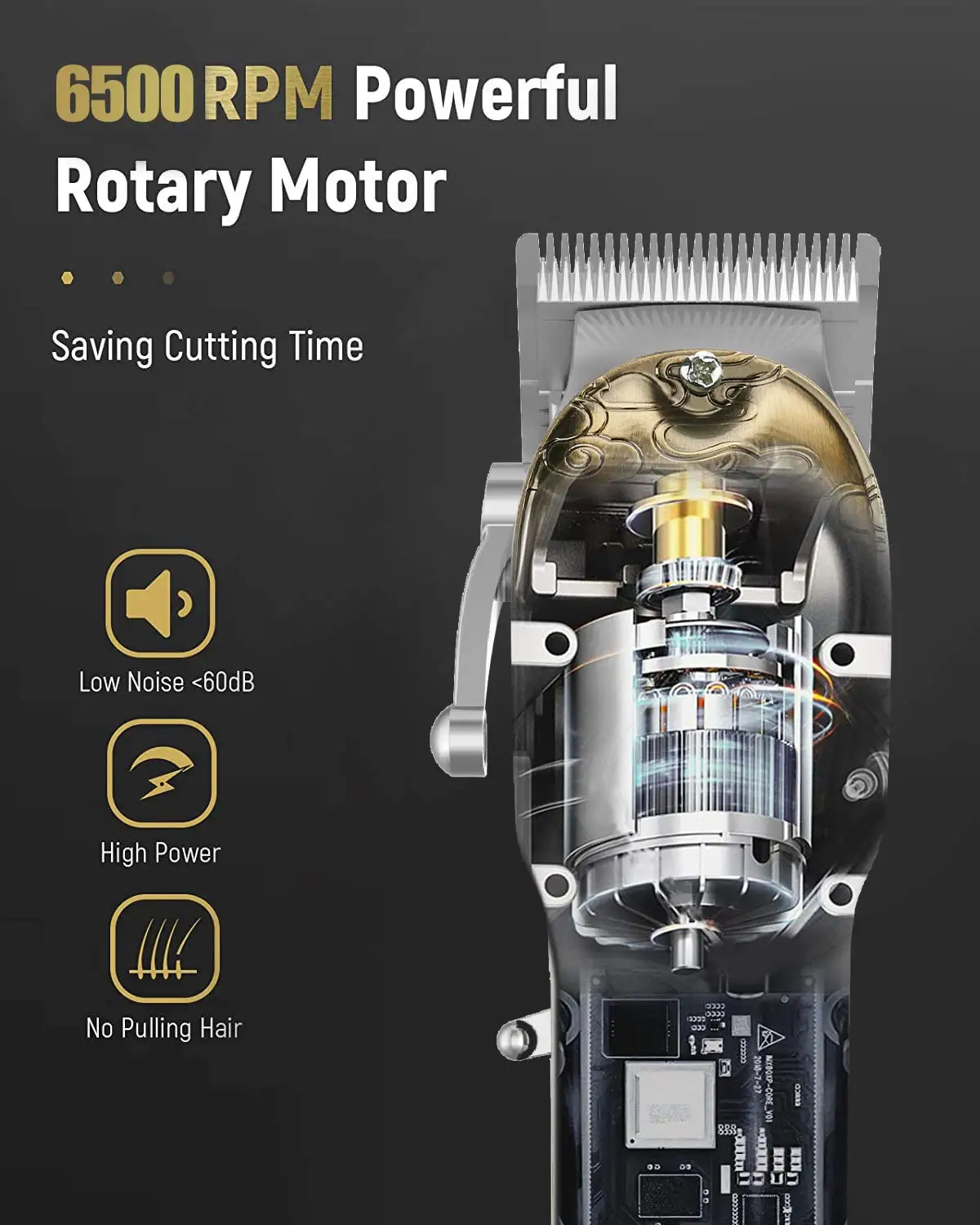 Полностью металлические декоративные машинки для стрижки волос RESUXI GoldFX 6500 об/мин