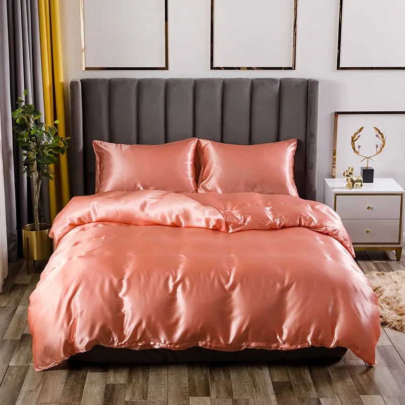 Комплект постельного белья из атласа и шелка Королевского двойного размера