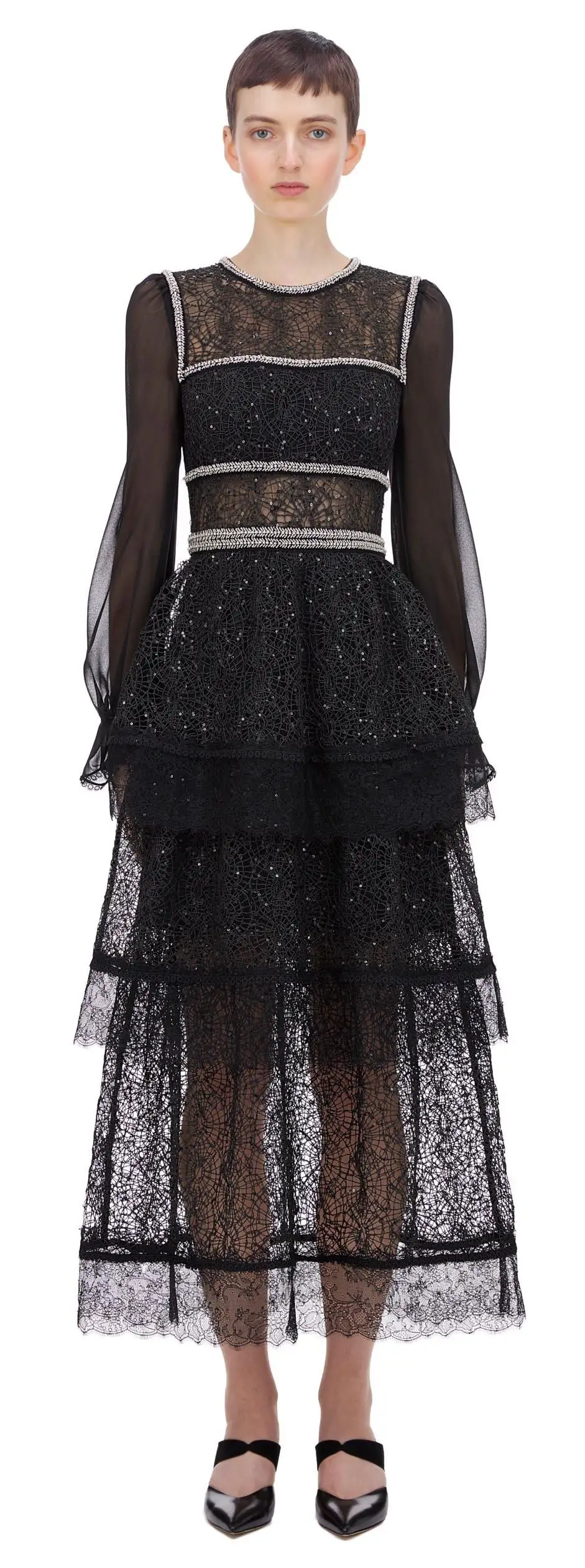 2019 Новое поступление высококачественное черное платье с бисером|Женские платья|