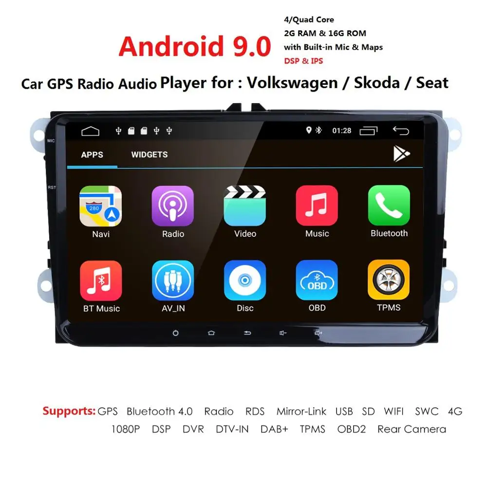 Авторадио 2 Din Android 9 0 автомобильный мультимедиа для V W Passat B6 golf 5 6 seat ibiza Leon Skoda Octavia