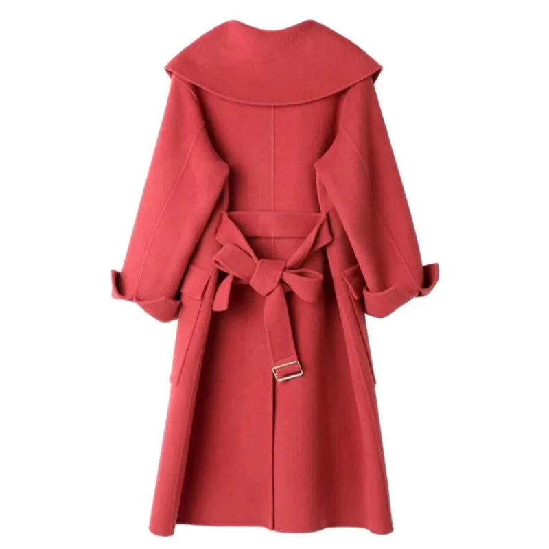 80% шерстяное пальто осень женская плюс размер свободные офисные женские сплошной