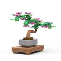 moc miniature bonsai tree building blocks plants potted room ornament tea table decoration bricks diy model toys for children