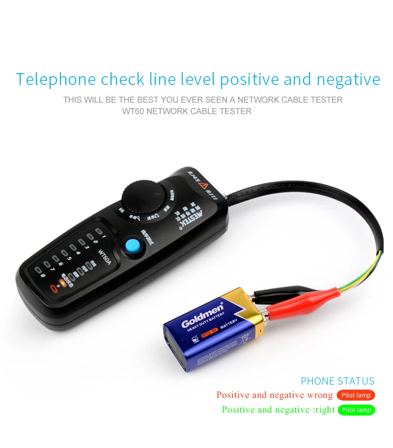 MESTEK WT60A тестер для телефонного кабеля tracer сетевой кабель тестер детектор линия finer