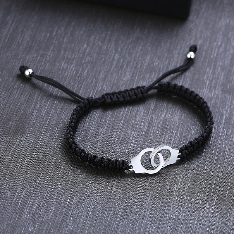 

Vnox David Star Handcuffs Charm Bracelets Handmade Adjustable Braided Rope Unisex Bracelet