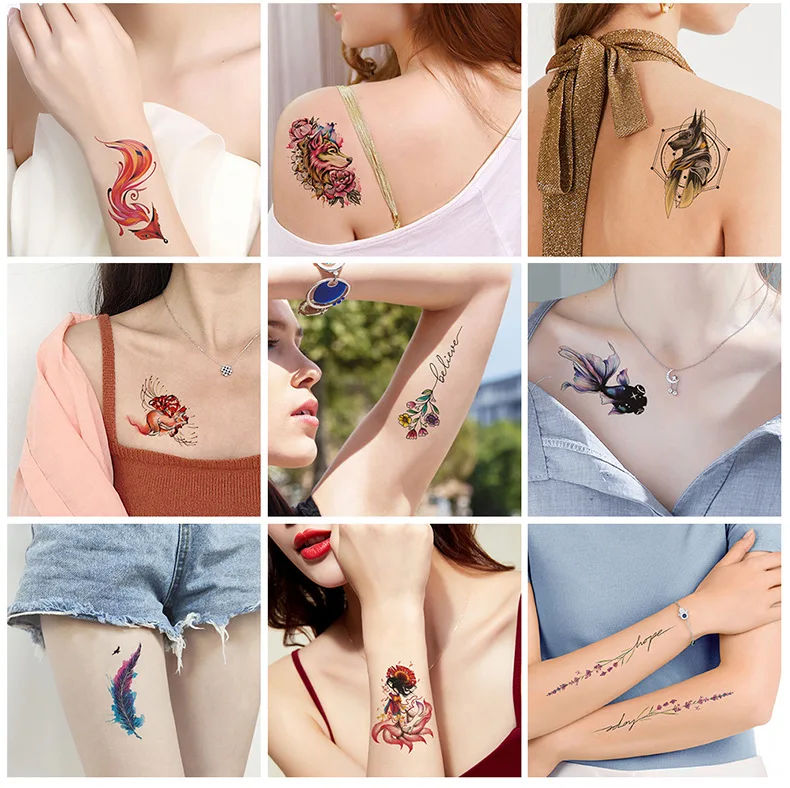 30 Sheets Temporary Tattoos Stickers,Multi-Colored Mixed Style Body Art Temporary Tattoos for Women, Girls Kids Tattoo Sets