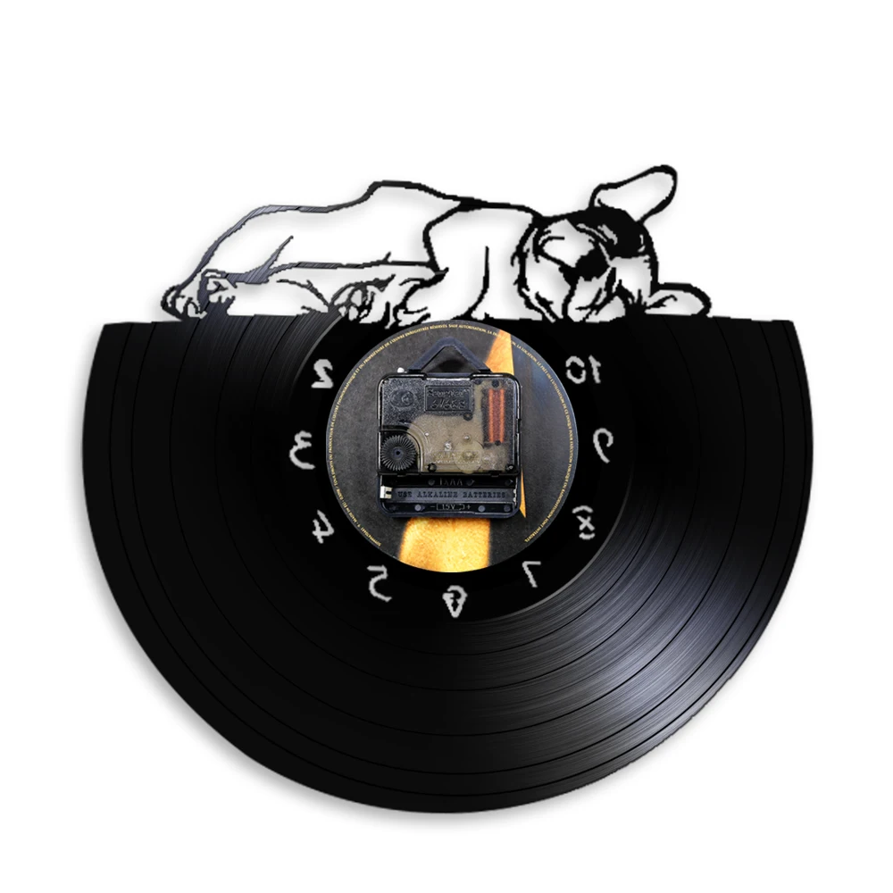 Настенные часы с изображением сонного французского бульдога милые виниловые для