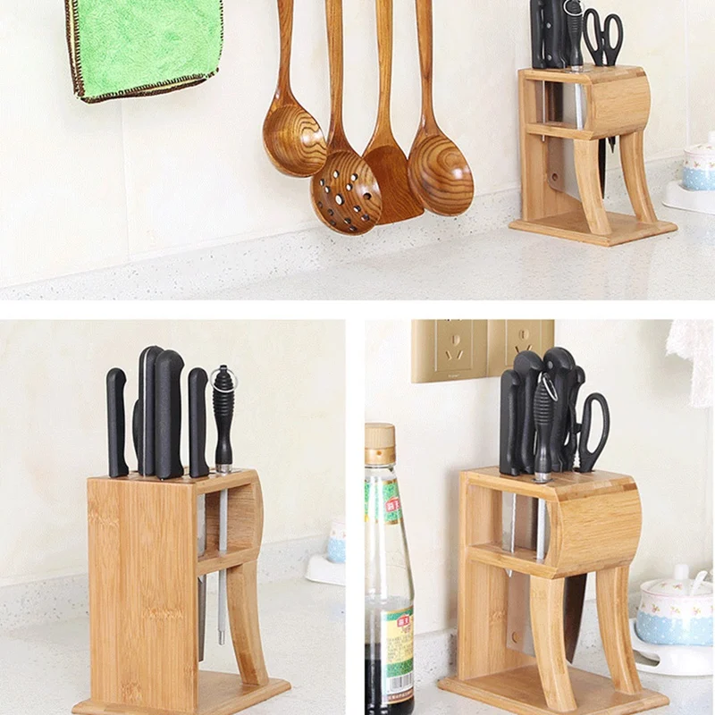 Кухонный бамбуковый держатель для ножей деревянная подставка кухонная