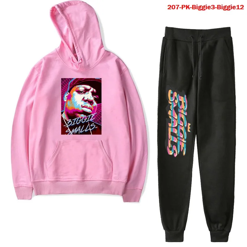 

Men's Sets Hoodies+Pants Autumn Hooded Sweatshirt Sweatpants Fashion Wopmen Set Hoodie Pant Hip Hop Biggie Smalls Pullover Hoody
