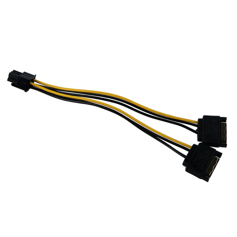 15 Pin SATA Male To 2 Female 6 PCI E PCIe Express Graphics Video Display Card Dual Sata 6pin кабель питания для