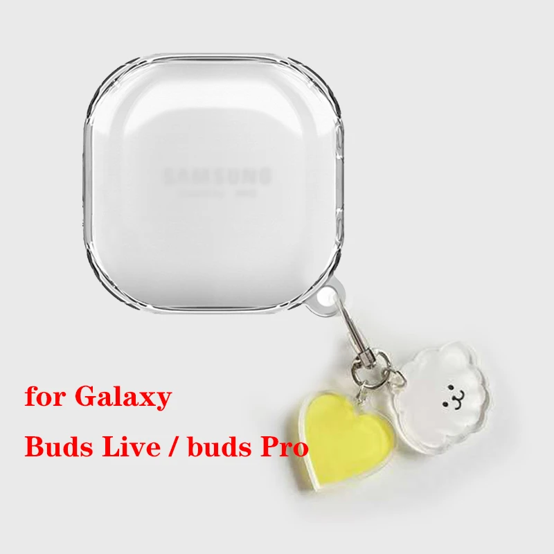 

Милый корейский чехол с медведем и цветком для Samsung Galaxy Buds Live/Galaxy Buds Pro, чехол с мультяшным брелком, прозрачный силиконовый чехол для наушнико...