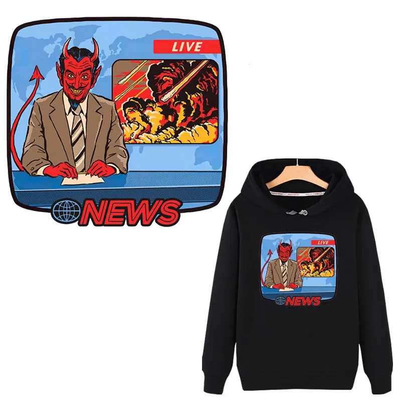 

funny demon news iron on patches for clothes offspring team applique iron stickers diy transfert thermocollants t-shirt parches