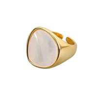 new fashion geometric natural shell stacker bold rings metal gold plated open rings for women girl trendy jewelry gift