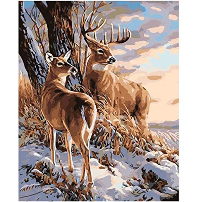 

Painting By Numbers DIY Dropshipping 40x50 Cute Animal Deer Canvas Wedding Decoration Art picture Gift