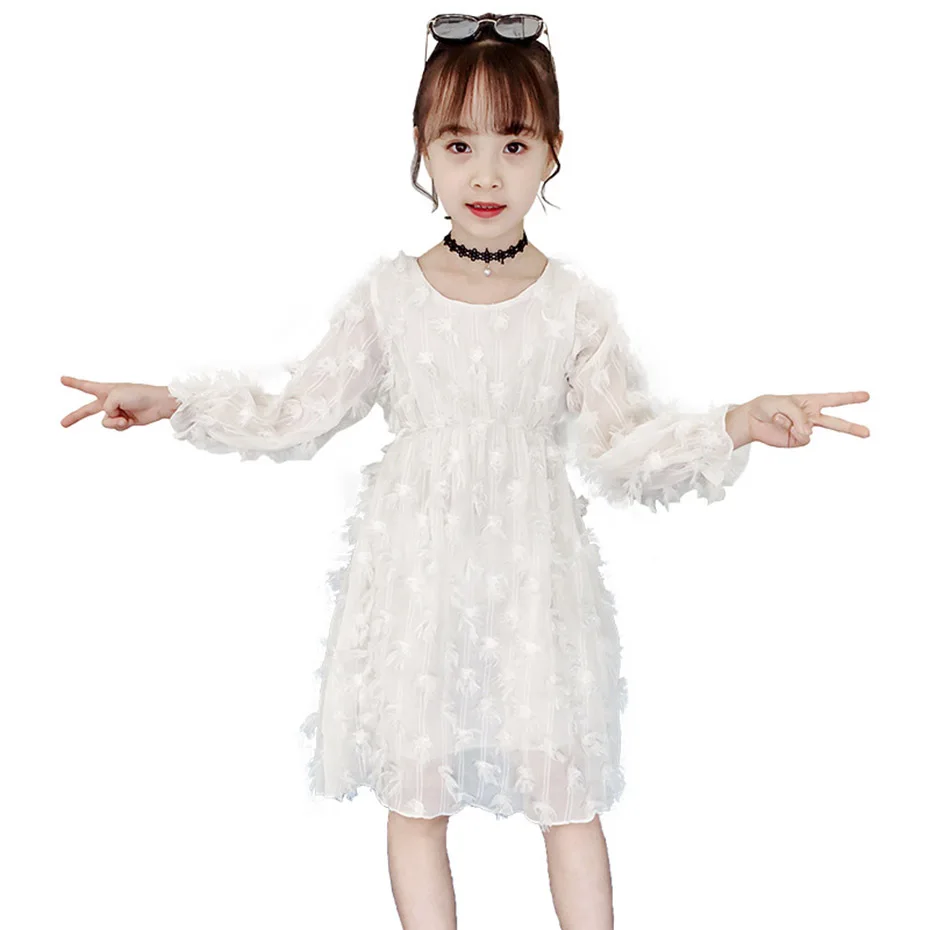 Girl Dresses White Vetement Children Casual Style Children's Dress 20019 Spring Autumn Girls Clothes 8 10 12 14 Year | Детская
