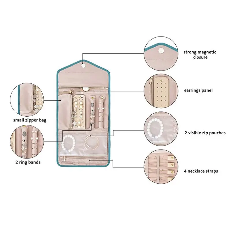 Складной чехол для украшений дорожный органайзер бижутерии Roll путешествий