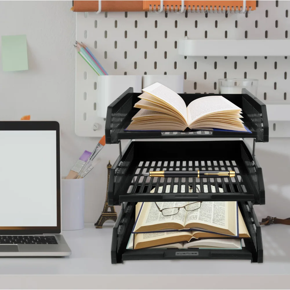 

1pc 3 Tier File Document Rack Desktop File Holder Organizer for Office