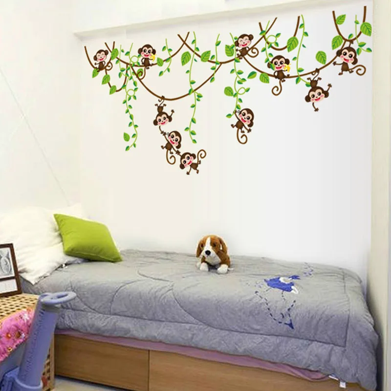 С героями мультфильмов с изображением милой обезьянки восхождение настенные